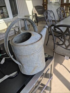 Antique Galvanized Garden Metal Watering Can - No. 6 Collectible